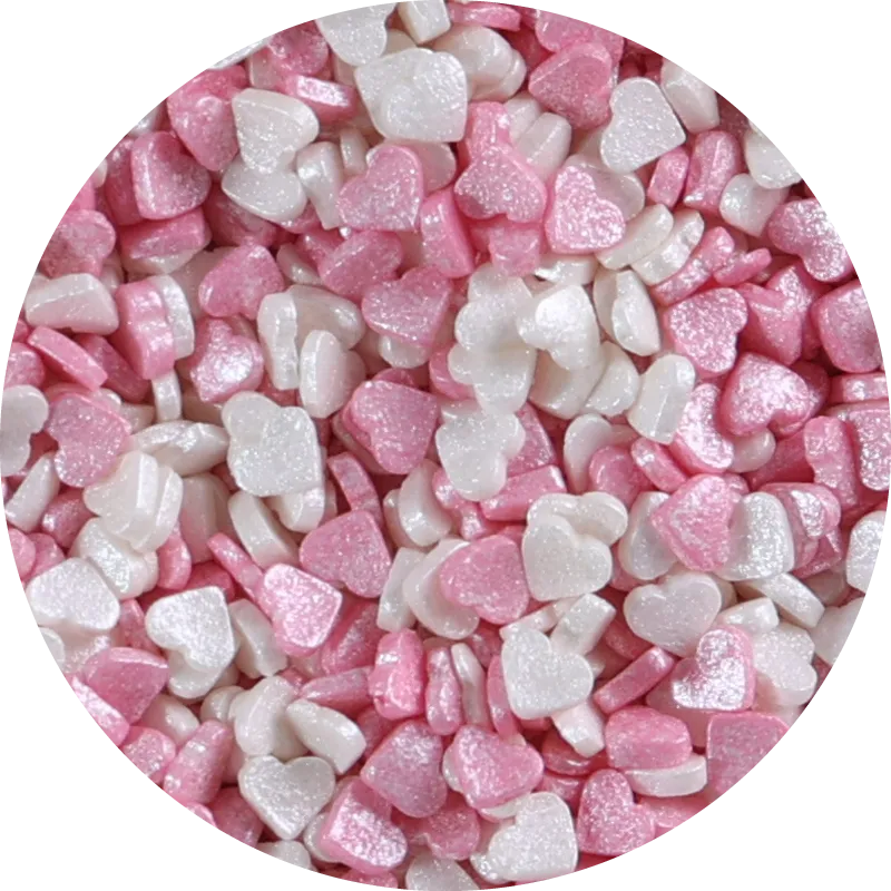 Sugar Figures Hearts 3mm Pink & White | Alldra