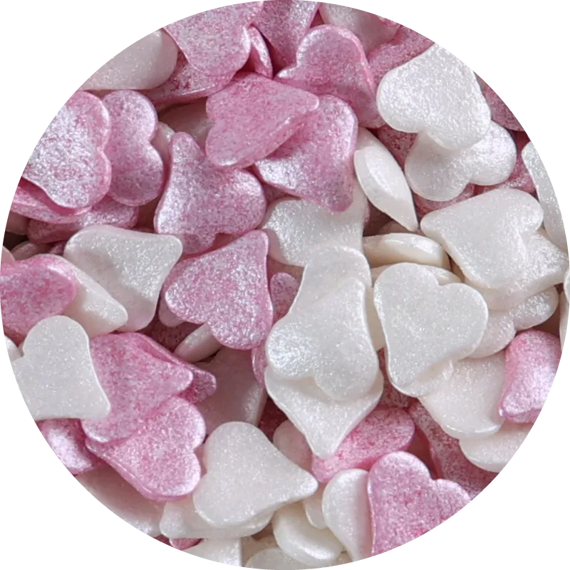 Sugar Figures Hearts 7mm Pink & White